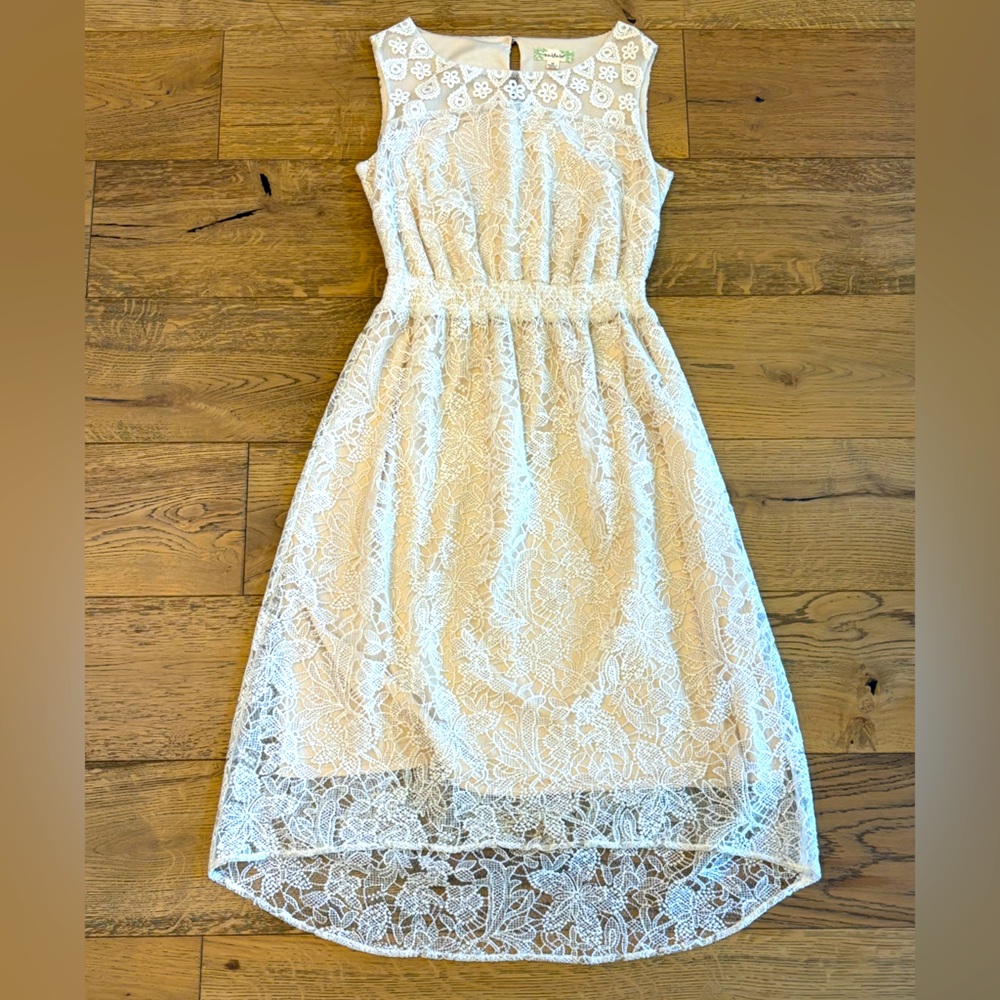 NURTURE Midi Dress - High Low Lace / Crochet Detailing - Beautiful for anytime!